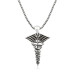 Gms Medical Symbol Caduceus Men's Silver Necklace