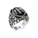 Double Headed Eagle Oval Men's Silver Ring