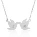 Pb Double Doves Silver Necklace With Letters