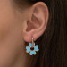 Pb Phosphorus Blue Clover Silver Earrings