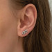 Pb Women's Silver Earrings With Two Heart Studs