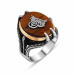 Pb Men's Silver Ring With Tiger Eye Stone And Monogram