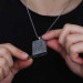Square Openable Muhammad Amulet Silver Necklace