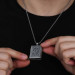 Square Openable Muhammad Amulet Silver Necklace