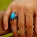Pb Eagle Claw Turquoise Stone Men's Silver Ring