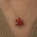 Pb Red Flower Silver Necklace