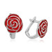 Pb Red Rose Children's Silver Earring