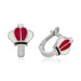 Pb Red Crown Children's Silver Earring
