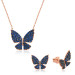 Pb Navy Blue Butterfly Silver Set