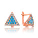 Pb Blue Triangle Silver Earrings