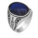 Silver Men's Ring With Blue Zircon Stone
