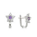 Pb Purple Stone Flower Silver Earrings