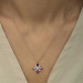 Pb Purple Stone Hope Flower Silver Necklace