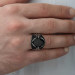 Pb Onyx Stone Embroidered Men's Silver Ring