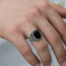 Pb Onyx Stone Braided Pattern Men's Silver Ring