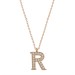 Pb Rose Letter R Silver Women's Necklace
