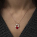 Pb Red Rose Silver Necklace