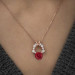 Pb Red Rose Silver Necklace