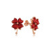 Pb Red Heart Clover Women's Silver Earrings