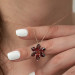 Pb Ş Red Lotus Flower Silver Necklace