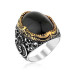 Pb Men's Silver Ring With Black Onyx Stone