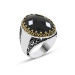 Men's Silver Ring With Black Zircon Stone