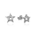 Pb Single Stone Star Studded Women's Silver Earrings