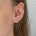 Pb Single Stone Star Studded Women's Silver Earrings