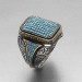 Pb Turquoise Zircon Stone Square Men's Silver Ring