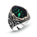Green Zircon Stone Men's Silver Ring