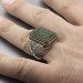 Square Men's Silver Ring With Green Zircon Stone