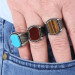 925 Silver Men's Ring With Red Agate Stone