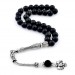 Rosary Of 925 Silver And Onyx Stone With A Tassel In The Shape Of Two Eagle Heads, Matt/Matt Color
