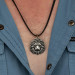 925 Sterling Silver Men's Alparslan Necklace With Leather Cord