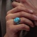 925 Sterling Silver Men's Hooded Turquoise Turquoise Stone Ring