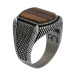Men's 925 Silver Ring Inlaid With Tiger's Eye Stone, Brown Color