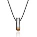 925 Sterling Silver Thick Bullet Necklace (Leather Cord)