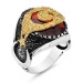 925 Sterling Silver Red Stone Crescent And Star Special Design Men's Ring