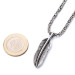 925 Sterling Silver Bird Feather Motif Men's Necklace With King Chain