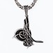 925 Sterling Silver Ottoman Tugra Pendant Men's Necklace With King Chain