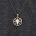 925 Sterling Silver Compass Men's Necklace With Bronze-Silver Chain Model2