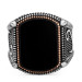 925 Sterling Silver Black Onyx Stone Men's Ring With Vavli