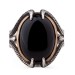 925 Sterling Silver Black Stone Clawed Men's Ring
