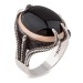 925 Sterling Silver Black Stone Clawed Men's Ring