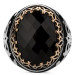 925 Sterling Silver Black Zircon Stone Men's Ring