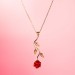 925 Sterling Silver Elegant Red Rose Necklace