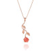 925 Sterling Silver Elegant Pink Rose Necklace