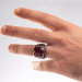 Men's 925 Silver Ring Inlaid With Red Zircon Stone