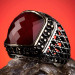 Men's 925 Silver Ring Inlaid With Red Zircon Stone