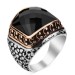 Men's 925 Silver Ring Inlaid With Black Zircon Stone